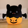 Halloween Pumpkin Bat Plush Toy, Cute Round Squish‑Style Stuffed Doll, Bat on Pumpkin Jack‑o‑Lantern Plush Pillow, Soft Devil Plush Cushion, Kids Halloween Birthday Gift
