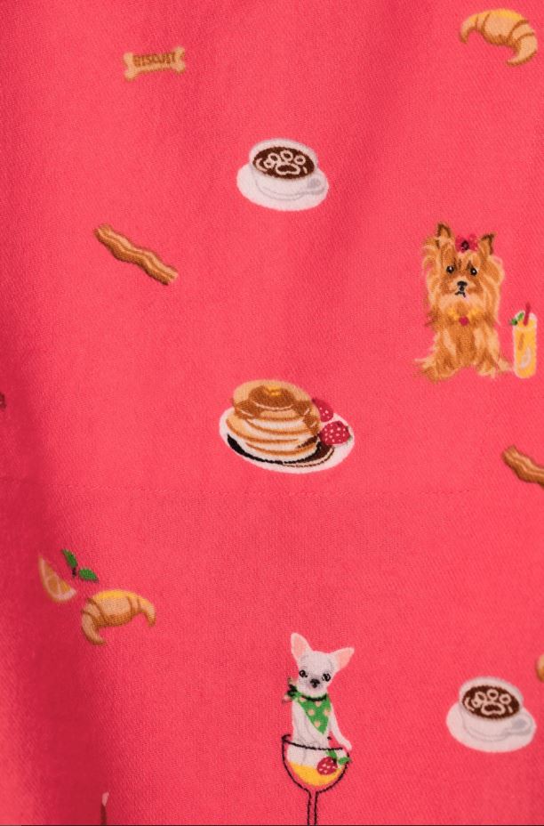 P. J. Salvage Dogs Who Brunch 3-Piece Flannel PJ Set in Dark Coral