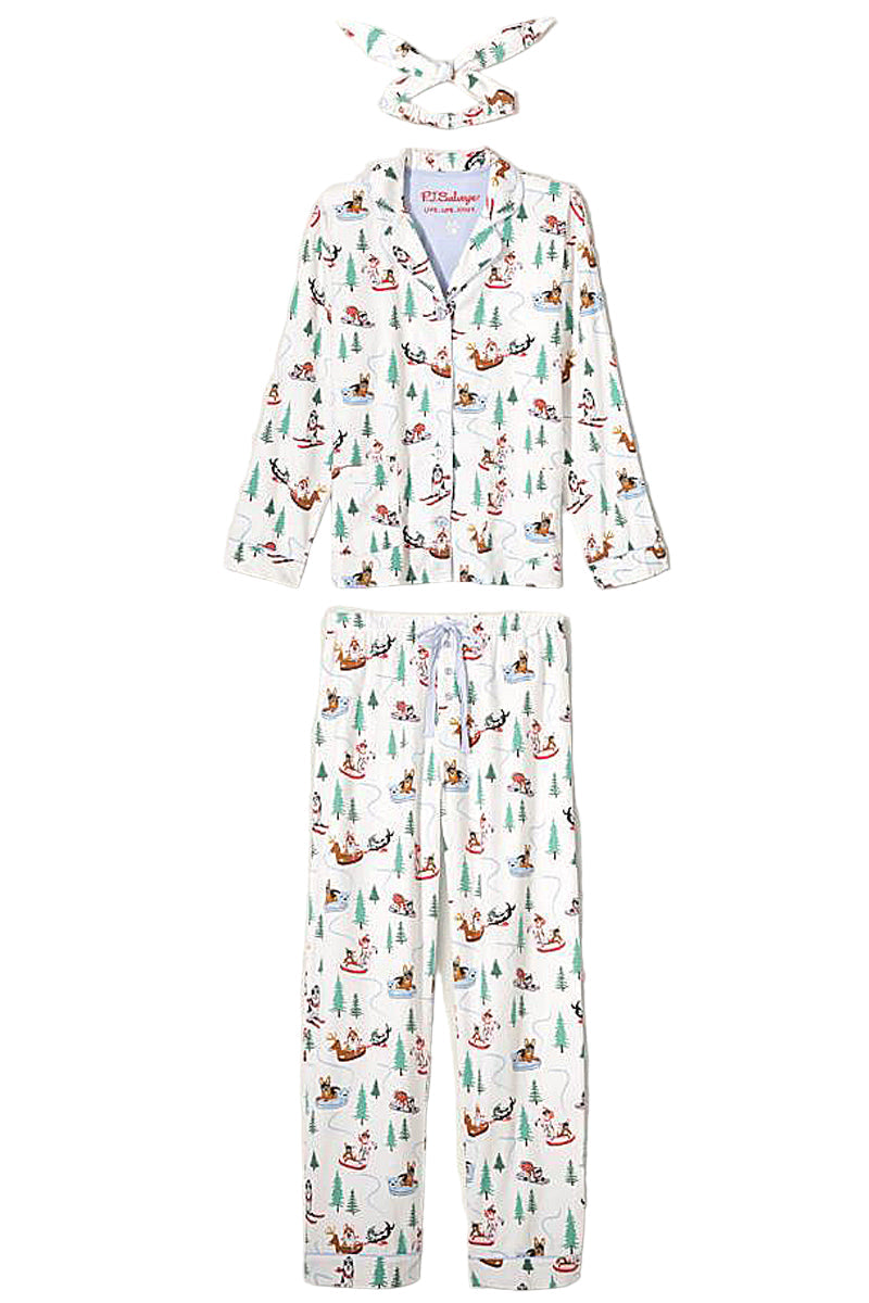 P.J Salvage Sleigh All Day 3-Piece Flannel PJ Set in White