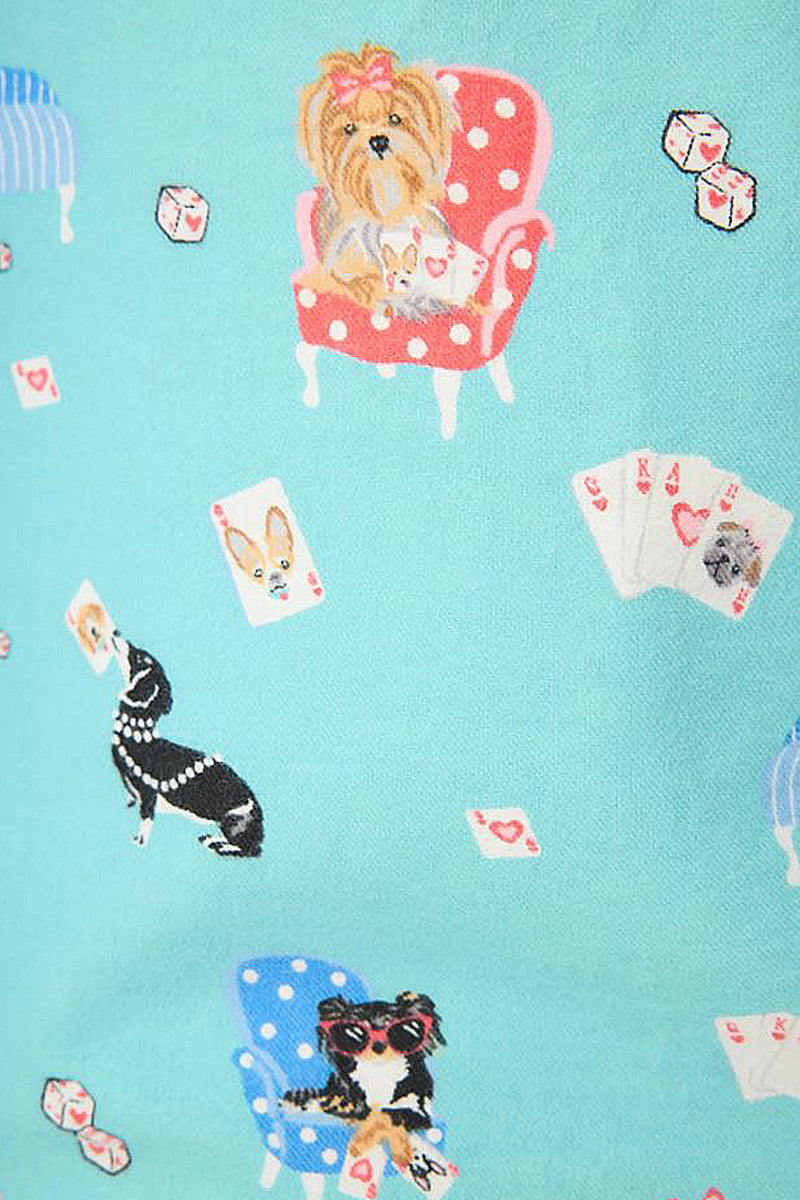 P.J Salvage This Is How I Roll Print Flannel PJ Set with Headband in Turquoise