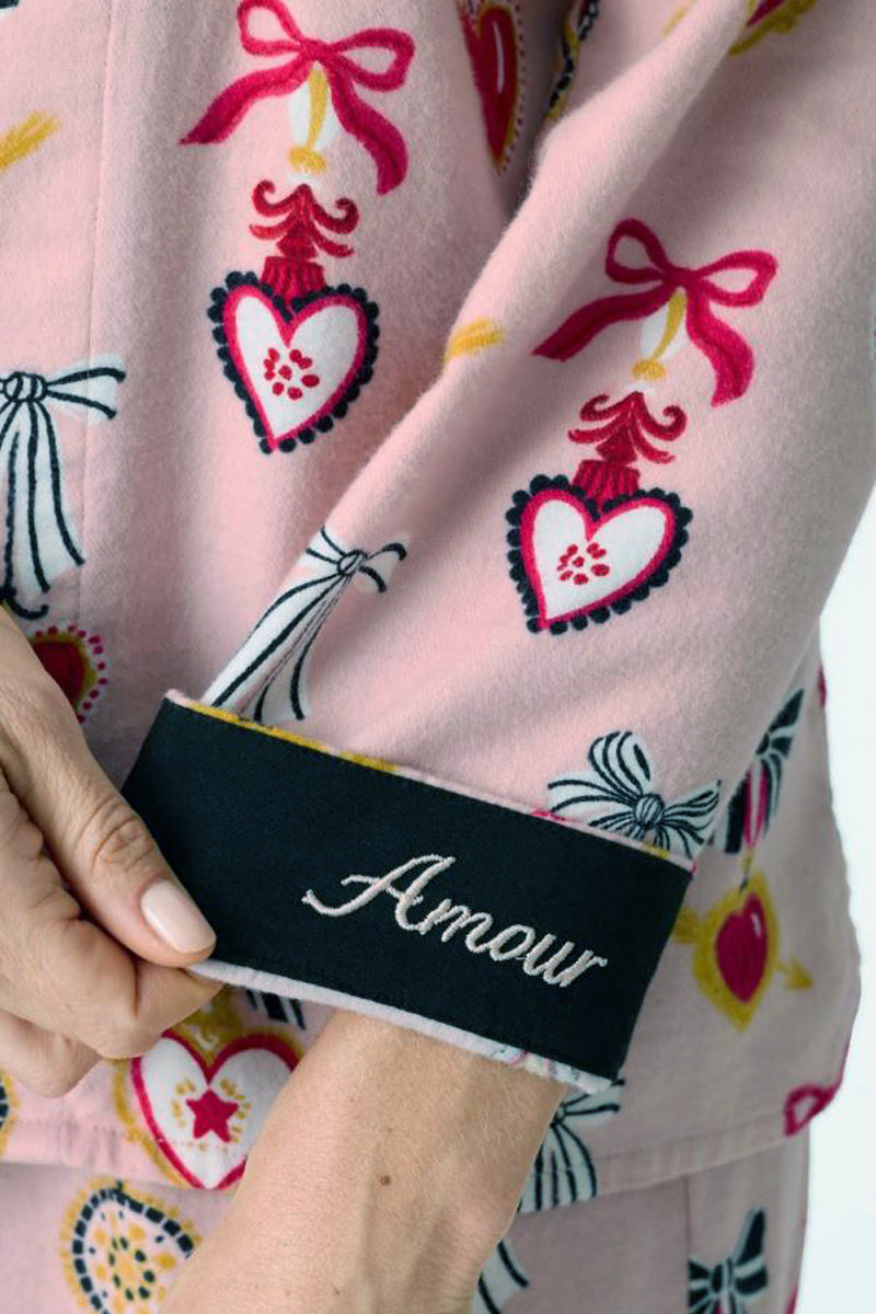 P. J. Salvage Love Lockets 3-Piece Flannel PJ Set in Iced Rose